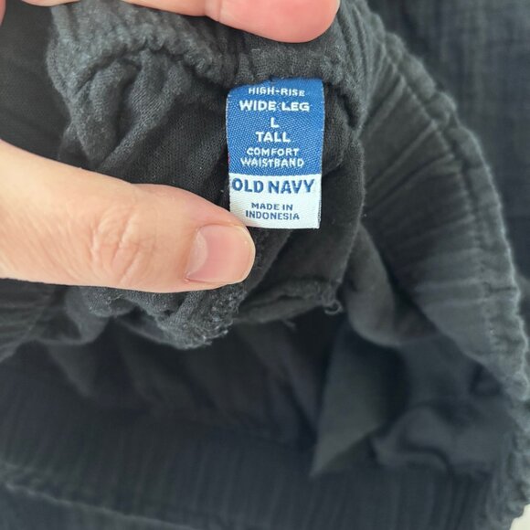 high waisted crinkle gauze pull on ankle pants - Picture 2 of 2